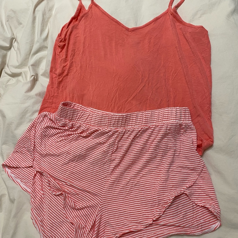 Old Navy Coral Top and Striped Shorts Set